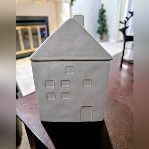 Off White Ceramic House Canister
